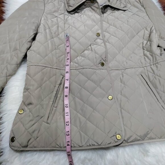 Lauren Ralph Lauren Womens Petite Large Snap Button Quilted Utility Jacket Beige - Picture 12 of 13